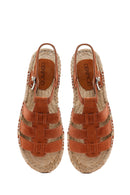 Kadın Taba Tokalı Süet Deri Espadril Sandalet | Derimod