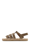 Women's Mink Buckled Suede Leather Espadrille Sandals | Derimod