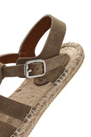 Women's Mink Buckled Suede Leather Espadrille Sandals | Derimod