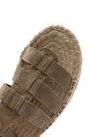Women's Mink Buckled Suede Leather Espadrille Sandals | Derimod