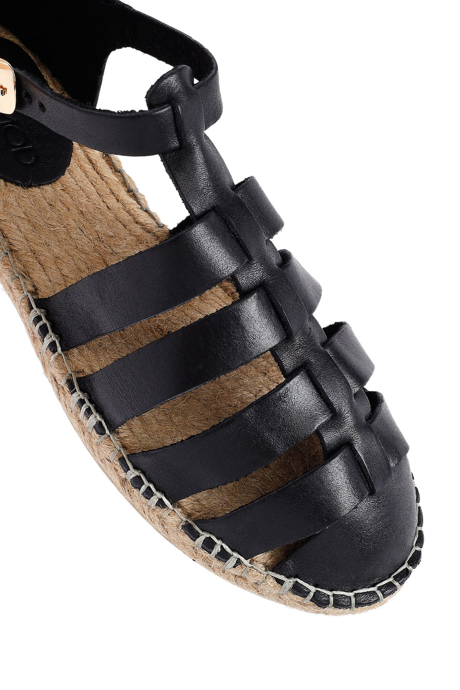 Woman Black Leather Espadrilles