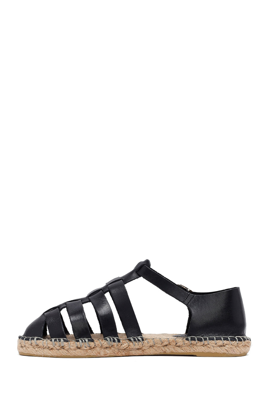 Woman Black Leather Espadrilles