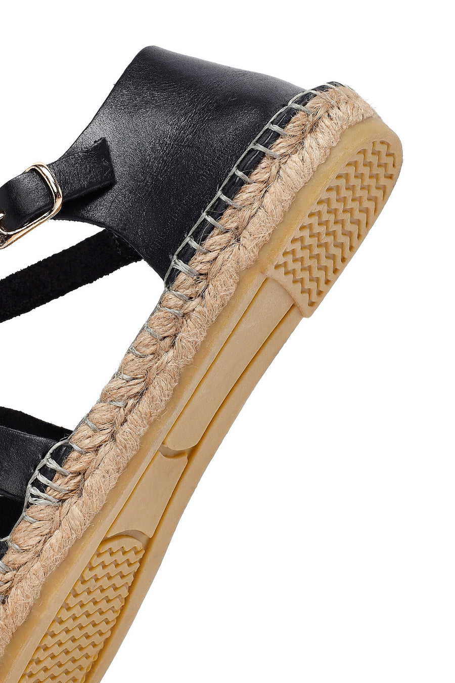 Woman Black Leather Espadrilles
