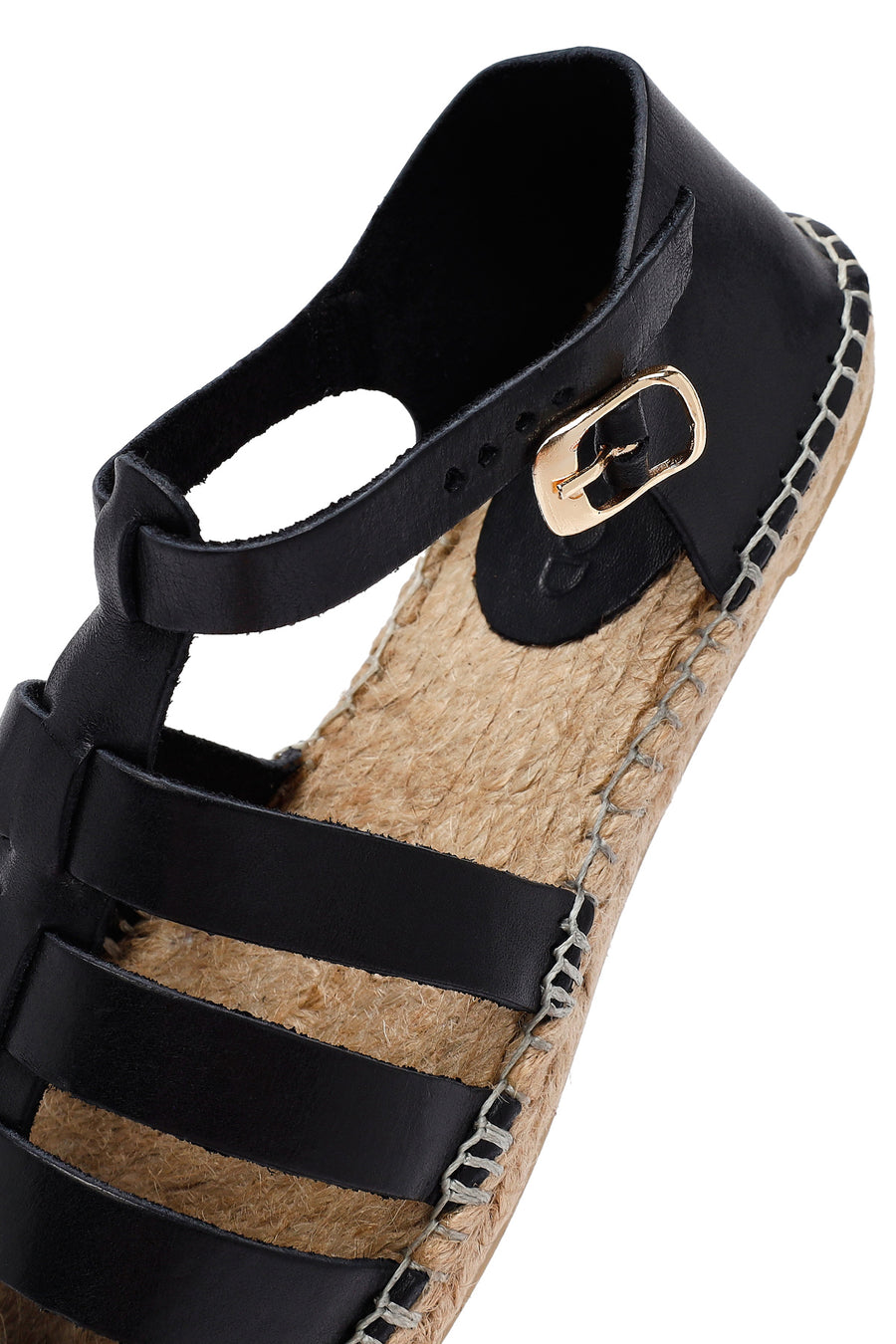 Woman Black Leather Espadrilles