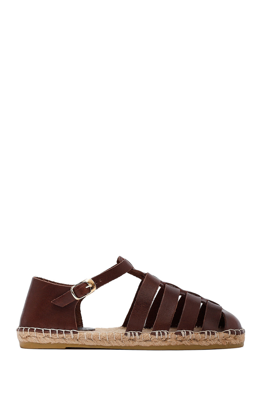 Woman Brown Leather Espadrilles 25SFD206518 | Derimod