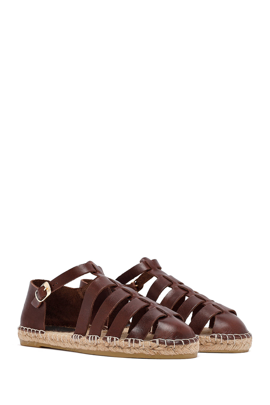 Woman Brown Leather Espadrilles