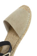 Women's Beige Suede Ankle Strap Espadrilles | Derimod