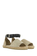 Women's Beige Suede Ankle Strap Espadrilles | Derimod
