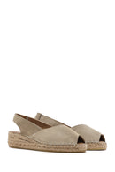 Women's Beige Suede Espadrille Sandals | Derimod