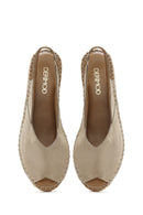 Women's Beige Suede Espadrille Sandals | Derimod