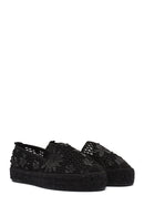 Women's Black Patterned Espadrilles | Derimod