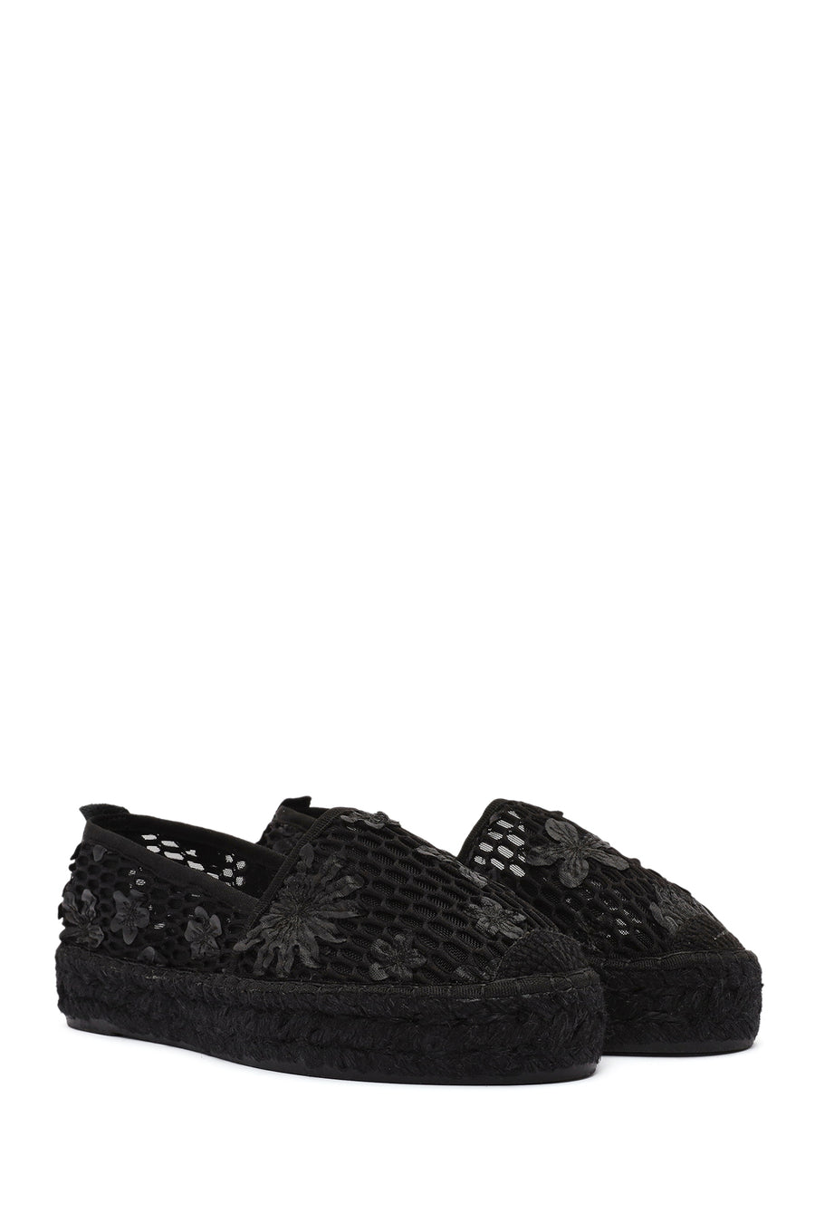 Women's Black Patterned Espadrilles