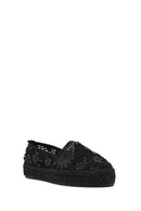 Women's Black Patterned Espadrilles | Derimod