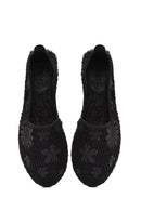 Women's Black Patterned Espadrilles | Derimod