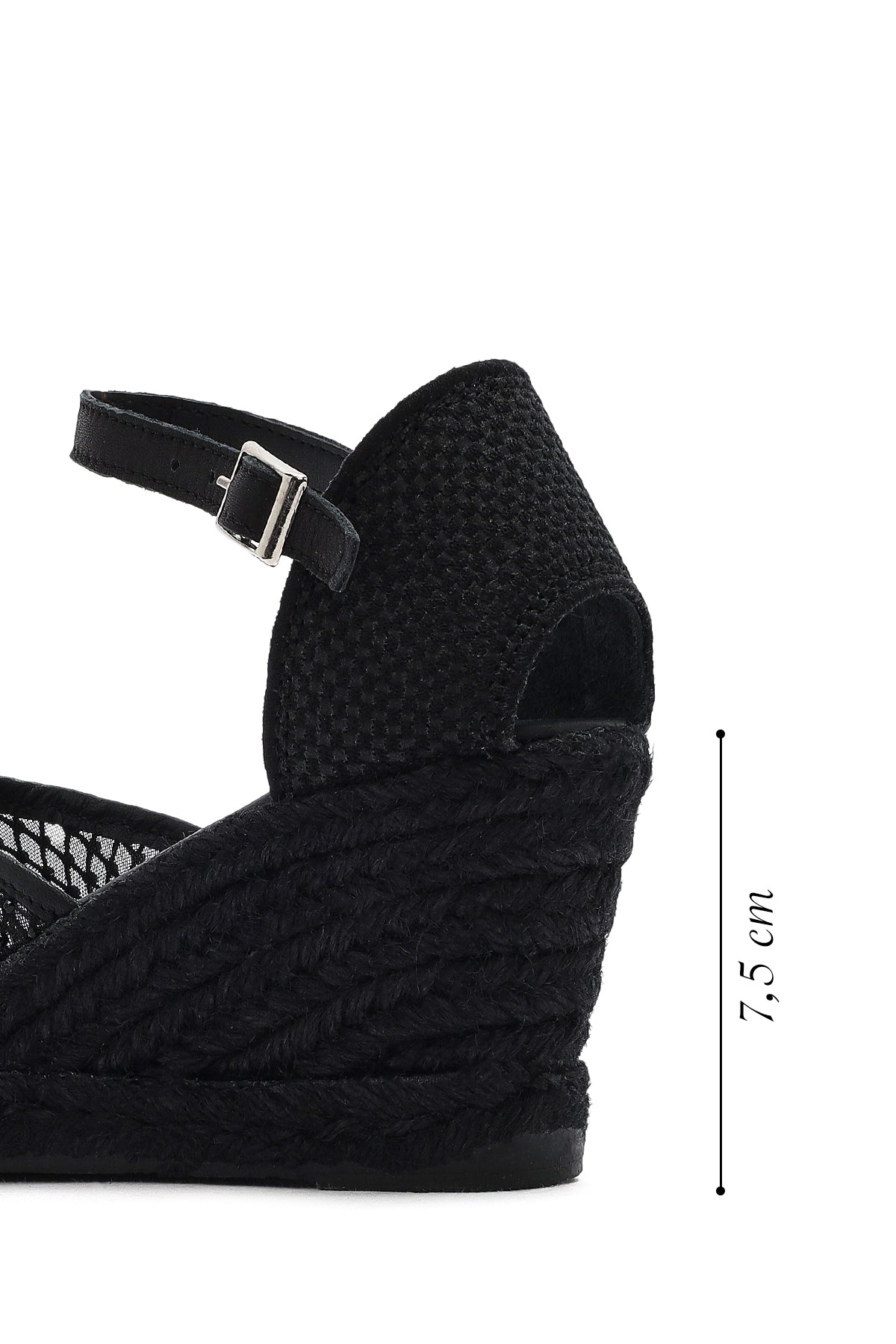 Kadın Siyah Bilekten Tokalı Dolgu Topuklu Espadril Sandalet