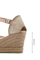 Women's Gold Ankle Buckle Wedge Heel Espadrille Sandals | Derimod