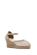 Women's Gold Ankle Buckle Wedge Heel Espadrille Sandals | Derimod