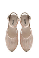 Women's Gold Ankle Buckle Wedge Heel Espadrille Sandals | Derimod