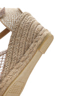 Women's Gold Ankle Buckle Wedge Heel Espadrille Sandals | Derimod