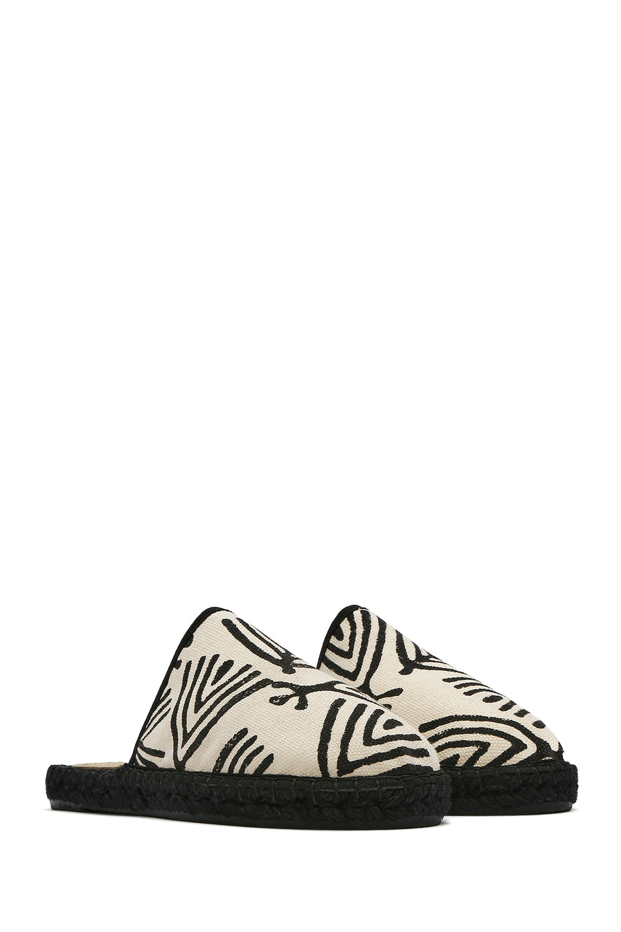 Kastamonu Stone Print Women's Black Patterned Espadrille Slippers