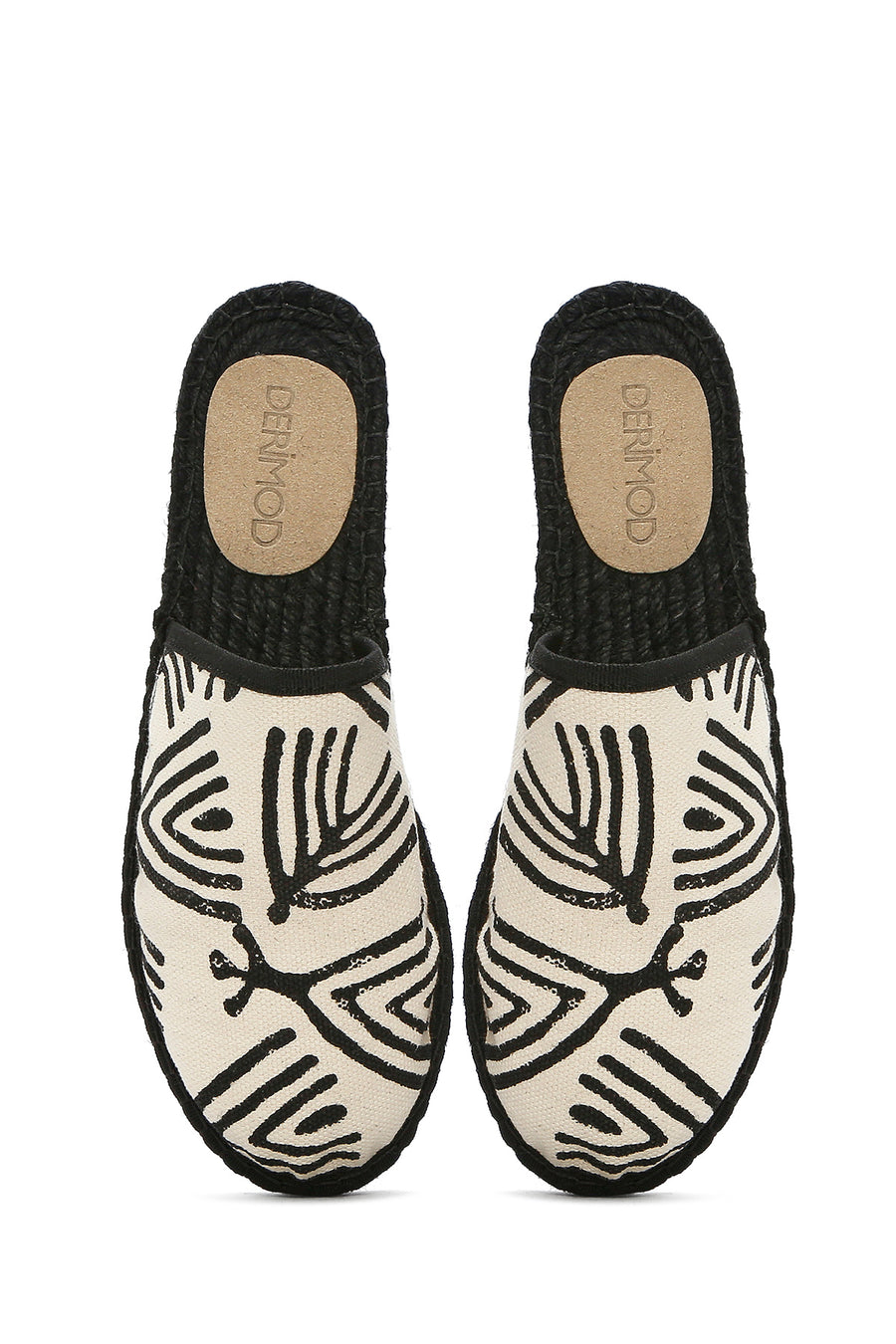 Kastamonu Stone Print Women's Black Patterned Espadrille Slippers