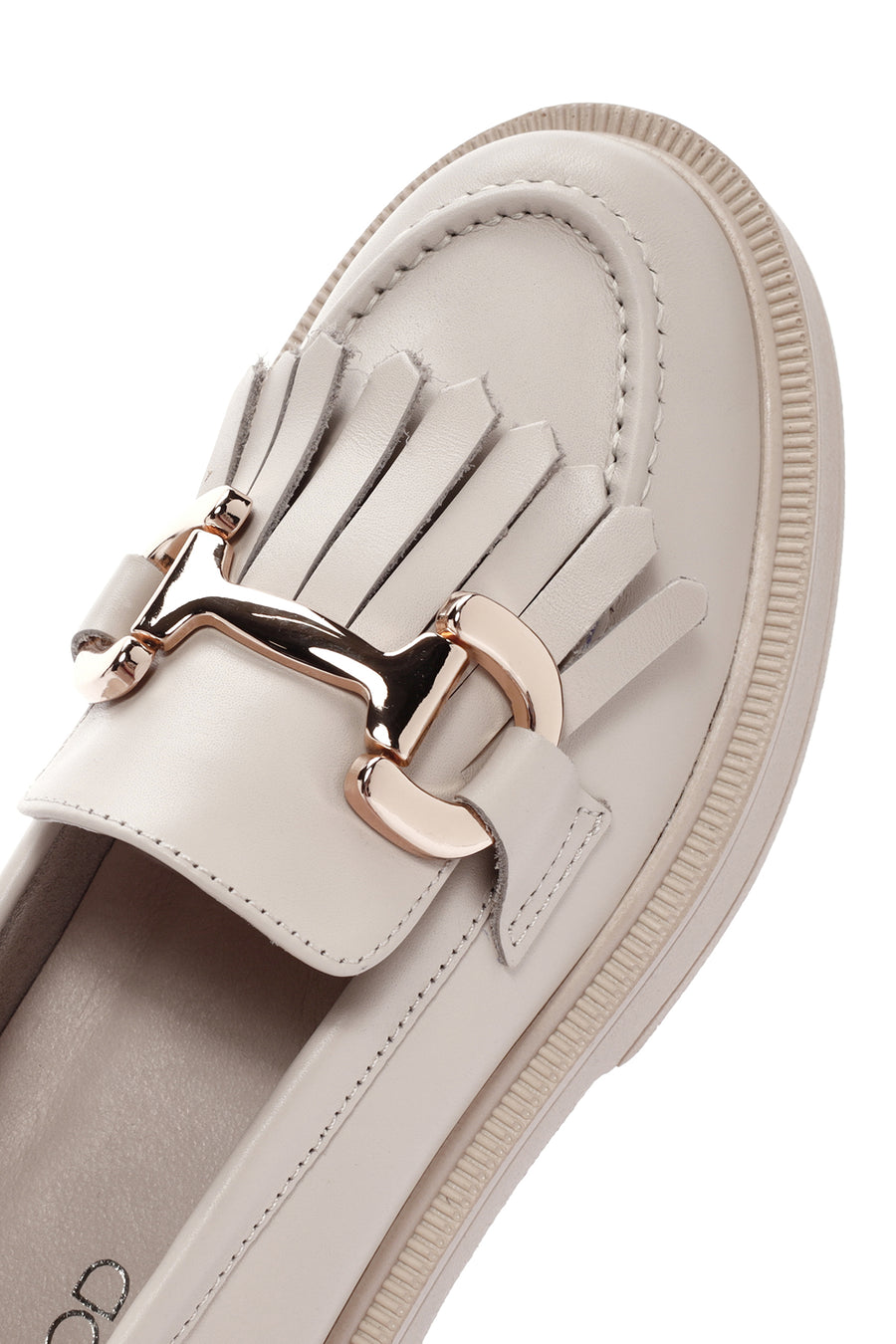 Women's Cream Tassel Leather Casual Loafer