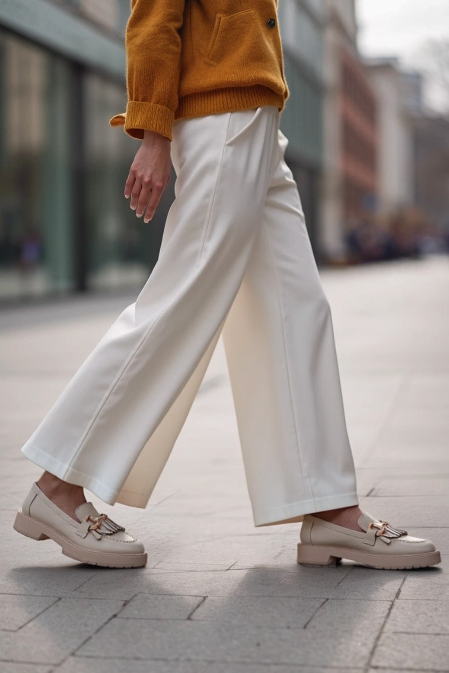 Women's Cream Tassel Leather Casual Loafer