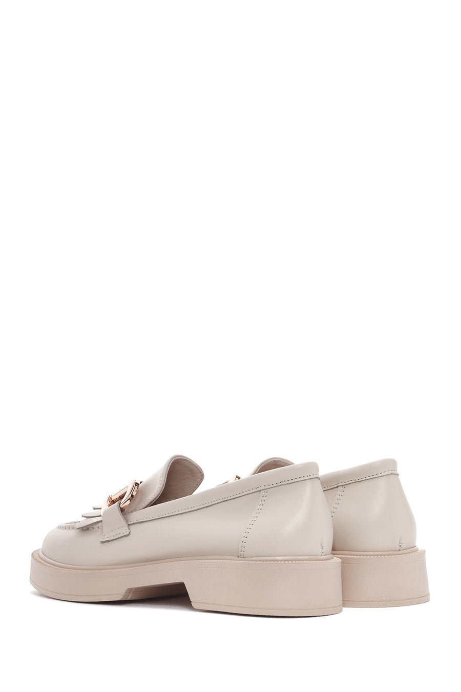 Women's Cream Tassel Leather Casual Loafer