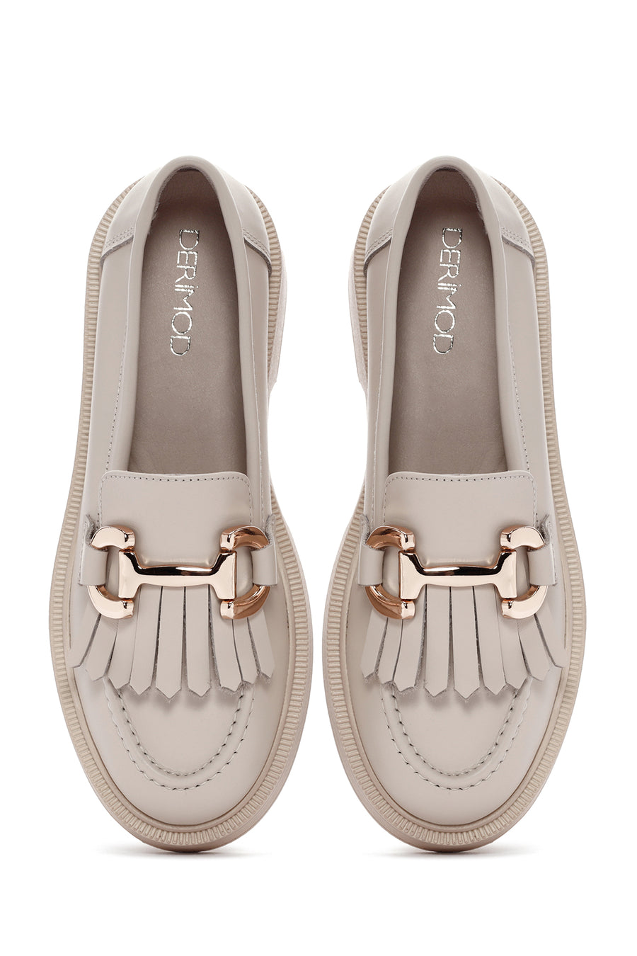Women's Cream Tassel Leather Casual Loafer