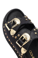 Kadın Siyah Tokalı Zımbalı Deri Terlik | Derimod