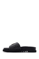 Women's Black Buckle Leather Slippers | Derimod