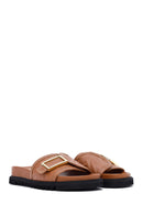 
Women's Tan Buckled Leather Slippers
 | Derimod