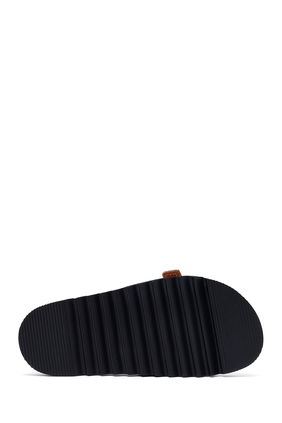 
Women's Tan Buckled Leather Slippers

