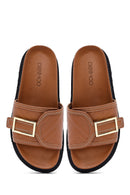 
Women's Tan Buckled Leather Slippers
 | Derimod