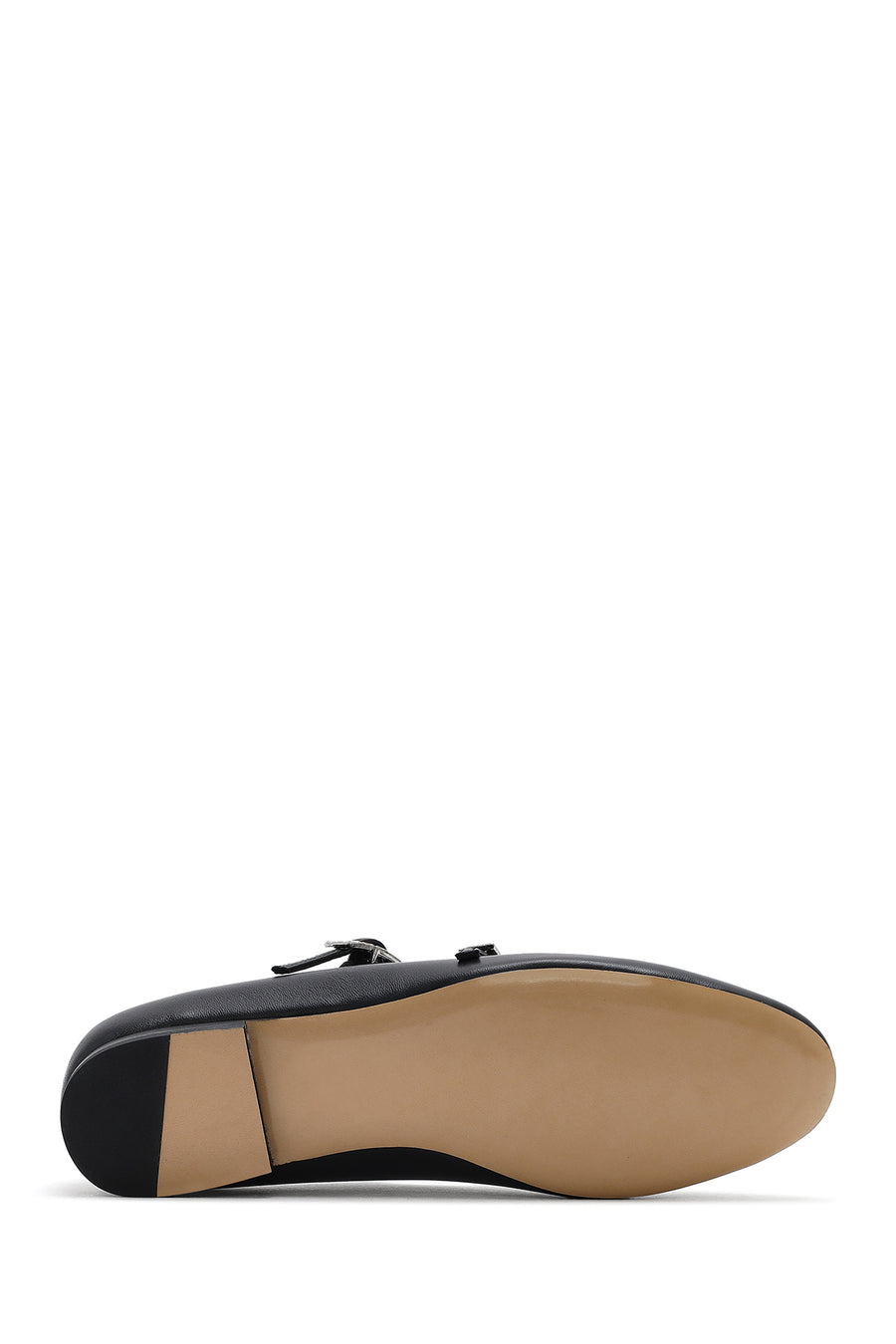 Women's Black Double Buckled Leather Ballerinas