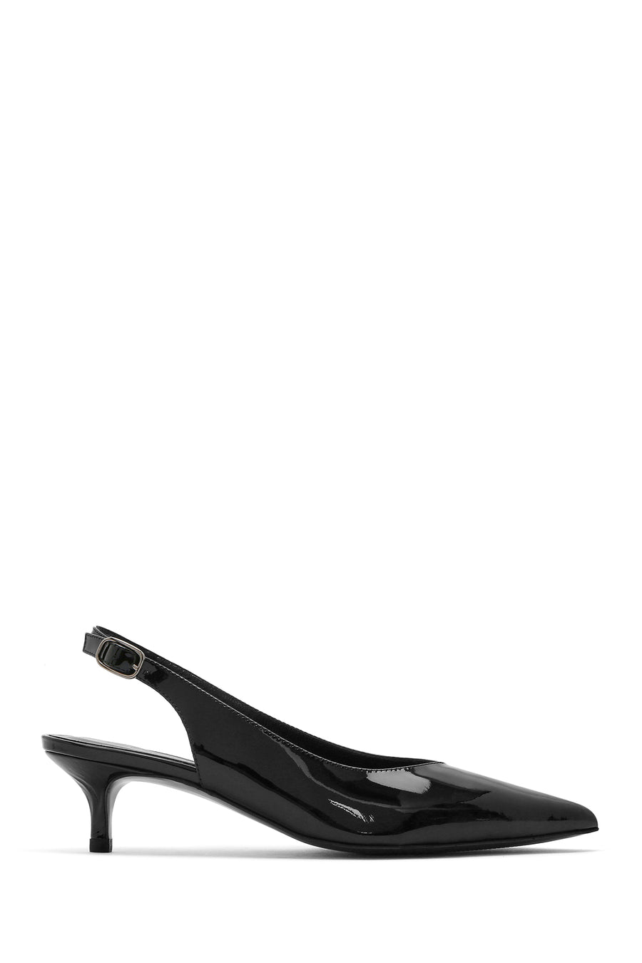 Women's Black Open Back Low Heel Patent Leather Shoes 25SFD230516 | Derimod