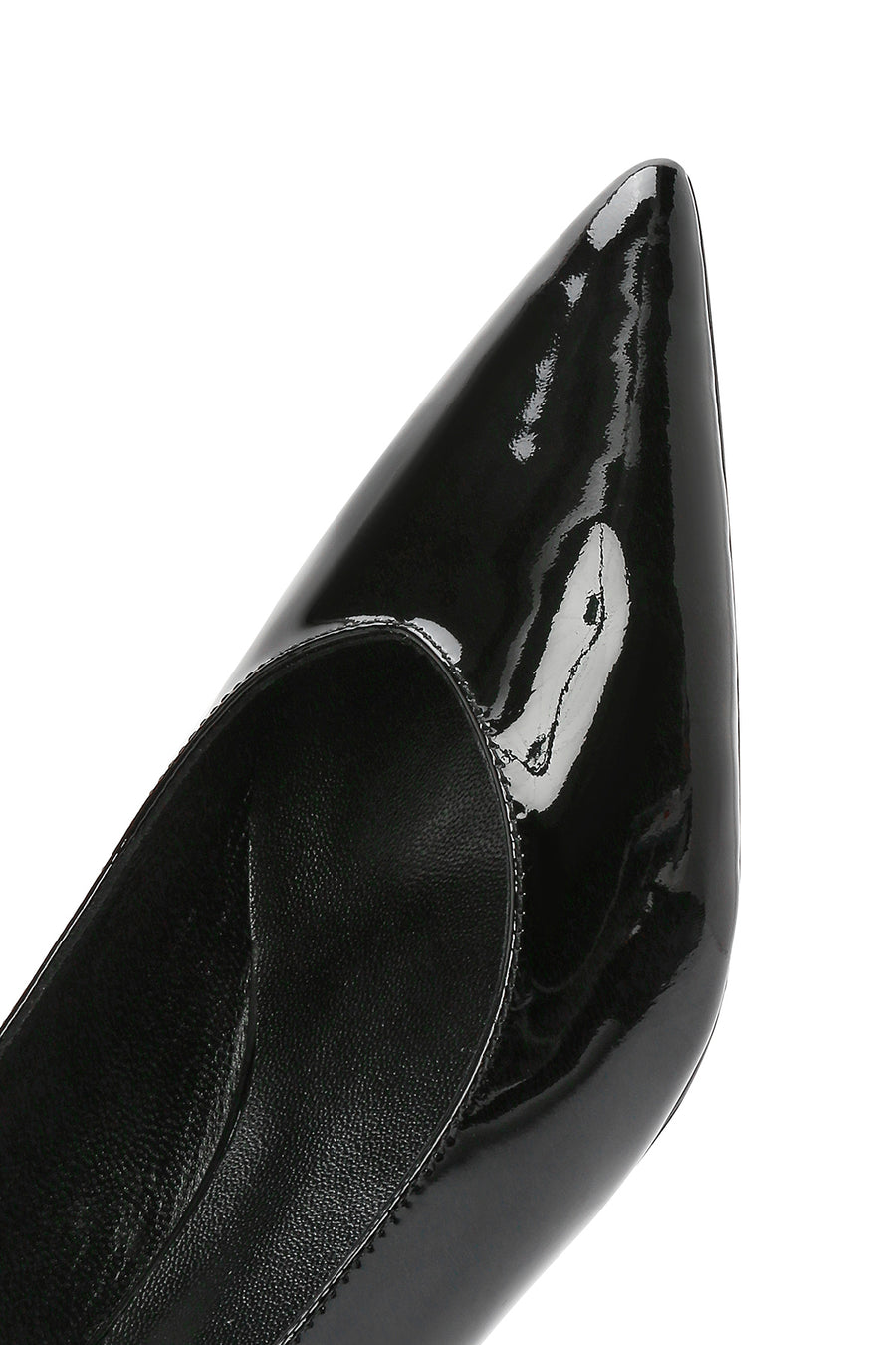 Women's Black Open Back Low Heel Patent Leather Shoes