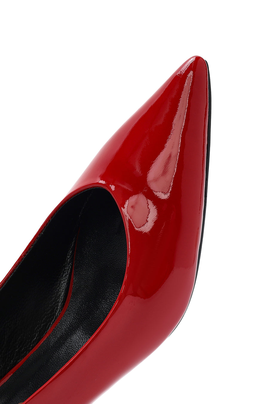 Women's Red Open Back Low Heel Patent Leather Shoes