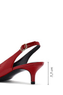 Women's Red Open Back Low Heel Patent Leather Shoes | Derimod