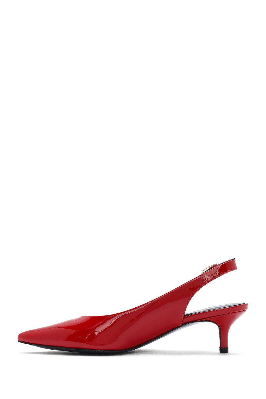 Women's Red Open Back Low Heel Patent Leather Shoes