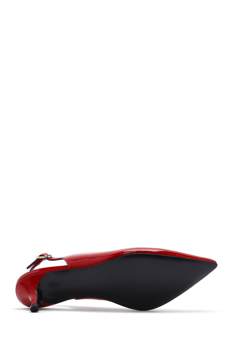 Women's Red Open Back Low Heel Patent Leather Shoes