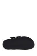 Woman Black Buckle Leather Slipper | Derimod