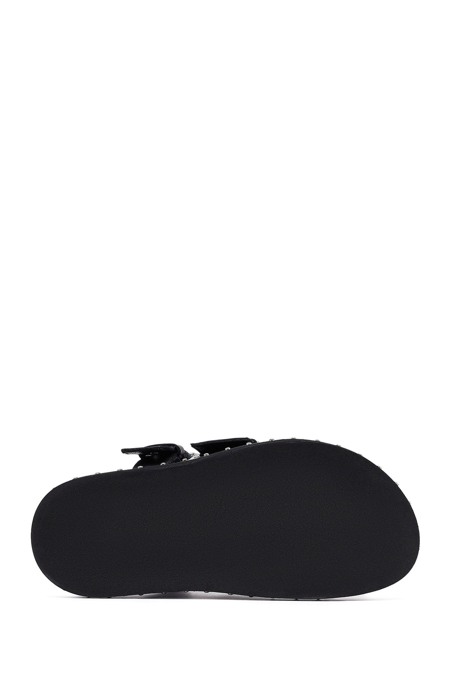 Woman Black Buckle Leather Slipper