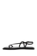 Kadın Siyah Parmak Arası Deri Sandalet | Derimod