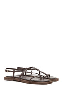 Women's Brown Flip-Flop Leather Sandals | Derimod
