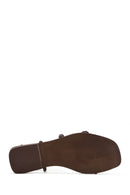 Women's Brown Flip-Flop Leather Sandals | Derimod