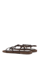 Women's Brown Flip-Flop Leather Sandals | Derimod