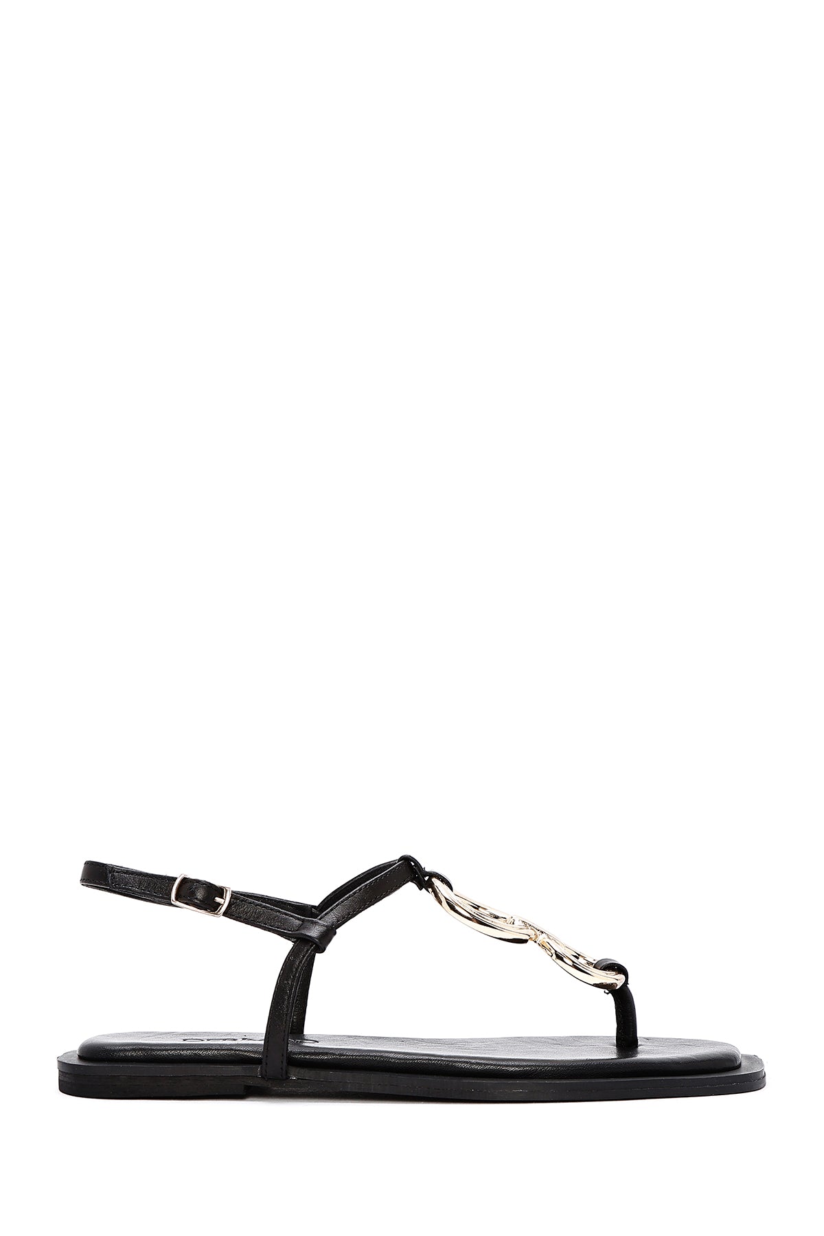 Women's Black Back Tie Flip Flop Leather Sandals 25SFD270218 | Derimod