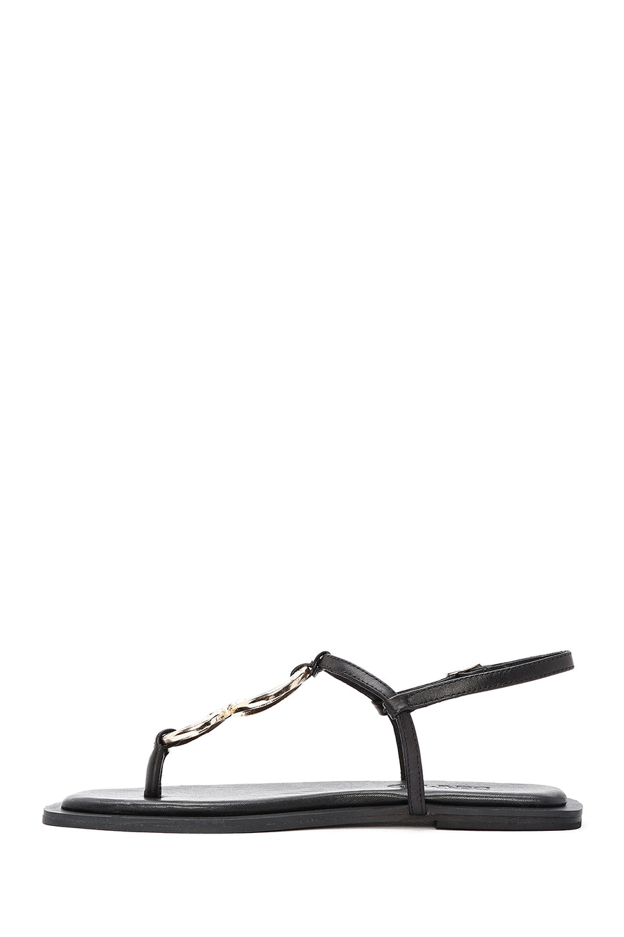Women's Black Back Tie Flip Flop Leather Sandals