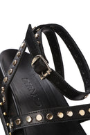 Women's Black Ankle Strap Metal Detailed Leather Sandals | Derimod